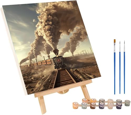 Malen Nach Zahlen Erwachsene Zug, Malen Nach Zahlen Landschaft, DIY Set Erwachsene Mit 3 Pinseln und Acrylfarbe, Paint by Numbers für Deko Wohnzimmer und Wanddeko, Geschenke für Frauen 30x40 cm 2-9567 von MAYINGOU