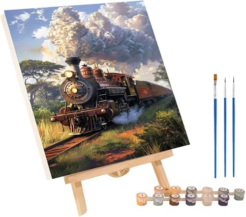 Malen Nach Zahlen Erwachsene Zug, Malen Nach Zahlen Wiese, DIY Set Erwachsene Mit 3 Pinseln und Acrylfarbe, Paint by Numbers für Deko Wohnzimmer und Wanddeko, Geschenke für Frauen 100x130 cm B-3061 von MAYINGOU