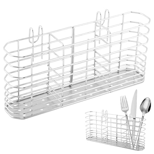MAYIT Utensilienhalter aus 304 Edelstahl mit Haken, Besteck, Abtropfgestell, Küchengeschirr, Organizer, Abtropfkorb, Geschirr, Abtropfgestell, Zubehör, 3 geteilte Fächer MAYIT Utensilienhalter aus 304 Edelstahl mit Haken, Besteck, Abtropfgestell, Küchengeschirr, Organizer, Abtropfkorb, Geschirr, Abtropfgestell, Zubehör, 3 geteilte Fächer von MAYIT