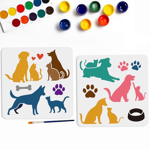 MAYJOYDIY 2 Stück Katzen Hunde Schablonen 30 × 30cm Liebes Haustier Tierschablone Wiederverwendbare Hundepfotenabdruck Knochen Hundenapf Vorlage Für Heimwerkerarbeiten Wand Holz Heimdekoration MAYJOYDIY 2 Stück Katzen Hunde Schablonen 30 × 30cm Liebes Haustier Tierschablone Wiederverwendbare Hundepfotenabdruck Knochen Hundenapf Vorlage Für Heimwerkerarbeiten Wand Holz Heimdekoration von MAYJOYDIY