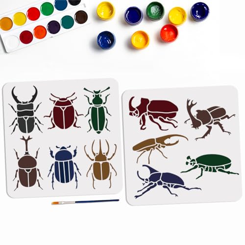 MAYJOYDIY 2 Stück Skarabäus Käfer Schablone 30×30cm Wiederverwendbare Insekten Zeichenvorlagen Mit Pinsel Für Insekten Basteln Kunst Möbel Holz Leinwand Heimdekoration MAYJOYDIY 2 Stück Skarabäus Käfer Schablone 30×30cm Wiederverwendbare Insekten Zeichenvorlagen Mit Pinsel Für Insekten Basteln Kunst Möbel Holz Leinwand Heimdekoration von MAYJOYDIY