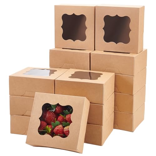 MAYJOYDIY 20 Stück Kraftbox Mit PVC Fenster 15.3x15.3x6.5 cm Ausstechform Brauner Gebäckkarton Mit Dankeschön Aufkleber Ölbeständige Keksdosen Für Desserts Süßigkeiten Backwaren MAYJOYDIY 20 Stück Kraftbox Mit PVC Fenster 15.3x15.3x6.5 cm Ausstechform Brauner Gebäckkarton Mit Dankeschön Aufkleber Ölbeständige Keksdosen Für Desserts Süßigkeiten Backwaren von MAYJOYDIY