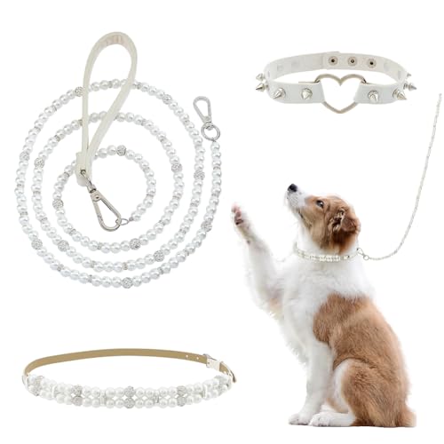 MAYJOYDIY 3 Stück Hundehalsband Mit Weißer Perlenkette Perlen Kunstlederband Für Haustiere Set Enthält Leine Mit Verschließbaren Haken 2 Reihen Perlen Haustierhalskette Verstellbar Für Hochzeiten MAYJOYDIY 3 Stück Hundehalsband Mit Weißer Perlenkette Perlen Kunstlederband Für Haustiere Set Enthält Leine Mit Verschließbaren Haken 2 Reihen Perlen Haustierhalskette Verstellbar Für Hochzeiten von MAYJOYDIY