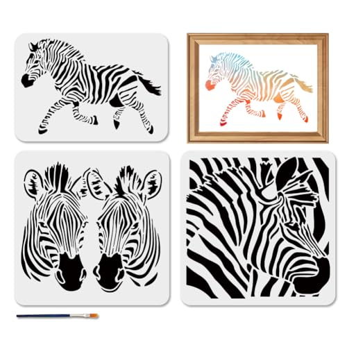 MAYJOYDIY 3 Stück Zebra Tierschablonen Laufende Zebra Schablone 30 × 30/29.7 × 21cm Wiederverwendbare Schwarz Weiß Kunstmalvorlagen Mit Pinsel Für Holz Wände Fenster Heimwerkerarbeiten Heimdekoration MAYJOYDIY 3 Stück Zebra Tierschablonen Laufende Zebra Schablone 30 × 30/29.7 × 21cm Wiederverwendbare Schwarz Weiß Kunstmalvorlagen Mit Pinsel Für Holz Wände Fenster Heimwerkerarbeiten Heimdekoration von MAYJOYDIY
