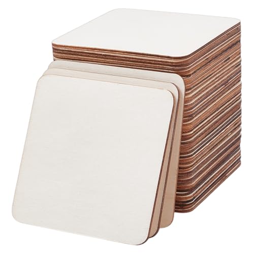 MAYJOYDIY 40 Stück Dünne MDF Holzspäne 12x12cm Unbehandelte Quadratische Holzstücke MDF Holzplatten Blanke Natürliche Holzscheiben Zum Bemalen von Graffiti Zur Heimdekoration Heimwerkerarbeiten von MAYJOYDIY