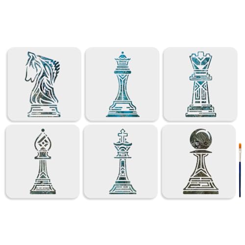 MAYJOYDIY 6 Stück Internationale Schach Schablonen 20 × 20cm Schachfiguren Schablone Mit Pinsel Schachkönig Dame Turm Läufer Springer Zeichenschablone Für Wand Möbel Dekor DIY Kunsthandwerk MAYJOYDIY 6 Stück Internationale Schach Schablonen 20 × 20cm Schachfiguren Schablone Mit Pinsel Schachkönig Dame Turm Läufer Springer Zeichenschablone Für Wand Möbel Dekor DIY Kunsthandwerk von MAYJOYDIY