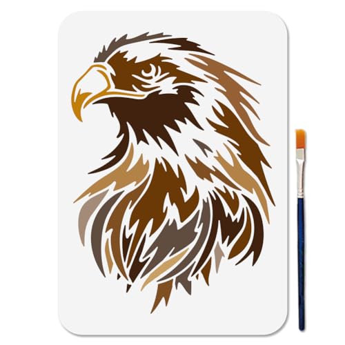 MAYJOYDIY Adler Schablone Zum Malen 29.7 × 21cm Adler Tierschablone Mit Pinsel Wiederverwendbare Adler Bastelvorlage Für Holz Wände Fenster Heimwerkerarbeiten Heimdekoration von MAYJOYDIY