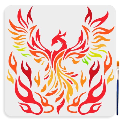 MAYJOYDIY Feuer Phönix Schablone 30 × 30cm Große Feuervogel Zeichenschablone Mit Pinsel Wiederverwendbare Schablone Mit Fliegendem Phönix Für Heimwerkerarbeiten Leinwand Wände Holz Heimdekoration MAYJOYDIY Feuer Phönix Schablone 30 × 30cm Große Feuervogel Zeichenschablone Mit Pinsel Wiederverwendbare Schablone Mit Fliegendem Phönix Für Heimwerkerarbeiten Leinwand Wände Holz Heimdekoration von MAYJOYDIY