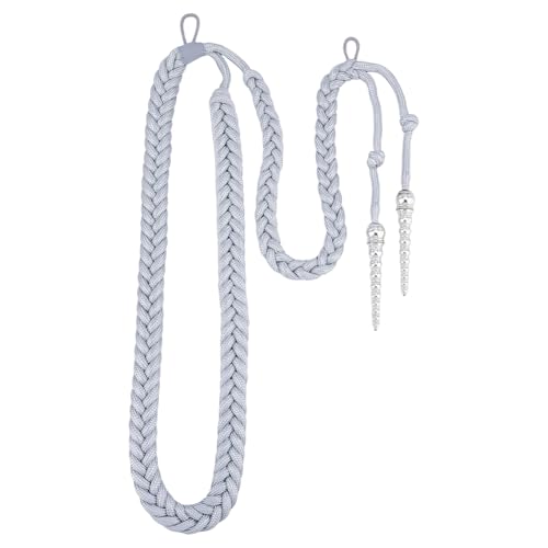 MAYJOYDIY Graue Armee Schulterdrahtschnur Aiguillette Schnur Militärische Ehrenschnur Traditionelles Geflochtenes Schulterabzeichen Mit 2 Spitze Für Uniform Cosplay Kostüm DIY Kleidungsdekoration von MAYJOYDIY