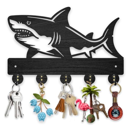 MAYJOYDIY Hai Wandgarderobe Holz Fisch Schlüsselhalter Für Die Wand 30x20cm Meerestiere Schlüsselhalter Schlüsselbrett 5 Haken Aus Legierung Schwarze Wandkunst Dekor Für Geschenk Eingangsbereich MAYJOYDIY Hai Wandgarderobe Holz Fisch Schlüsselhalter Für Die Wand 30x20cm Meerestiere Schlüsselhalter Schlüsselbrett 5 Haken Aus Legierung Schwarze Wandkunst Dekor Für Geschenk Eingangsbereich von MAYJOYDIY