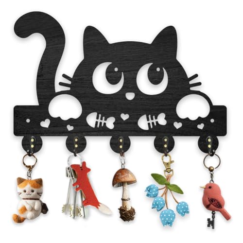 MAYJOYDIY Holz Hübscher Katze Schlüsselhaken Wandmontage 30x20cm Tiermotiv Schlüsselbrett Schwarzer Schlüsselhalter Mit 5 Haken Aus Legierung Für Eingangsbereich Haustür Autoschlüssel Organizer MAYJOYDIY Holz Hübscher Katze Schlüsselhaken Wandmontage 30x20cm Tiermotiv Schlüsselbrett Schwarzer Schlüsselhalter Mit 5 Haken Aus Legierung Für Eingangsbereich Haustür Autoschlüssel Organizer von MAYJOYDIY