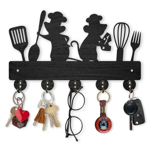 MAYJOYDIY Holz Küchengeschirr Schlüsselhalter Mit Mausmotiv Für Die Wand 30×18.4cm Spatel Löffel Gabel Schlüsselhaken Kleiderbügel 5 Metallhaken Schwarzer Schlüsselständer Für Heim Eingangsbereich MAYJOYDIY Holz Küchengeschirr Schlüsselhalter Mit Mausmotiv Für Die Wand 30×18.4cm Spatel Löffel Gabel Schlüsselhaken Kleiderbügel 5 Metallhaken Schwarzer Schlüsselständer Für Heim Eingangsbereich von MAYJOYDIY