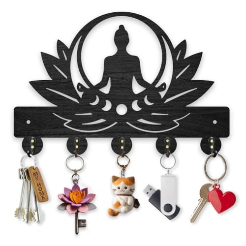 MAYJOYDIY Holz Lotus Meditation Schlüsselhaken Zen Lotus Wandgarderobe 30 x 20cm Schwarze Kunst Buddhistischer Buddha Schlüsselaufhänger Mit 5 Haken Aus Legierung Für Küche Eingangsbereich Büro MAYJOYDIY Holz Lotus Meditation Schlüsselhaken Zen Lotus Wandgarderobe 30 x 20cm Schwarze Kunst Buddhistischer Buddha Schlüsselaufhänger Mit 5 Haken Aus Legierung Für Küche Eingangsbereich Büro von MAYJOYDIY