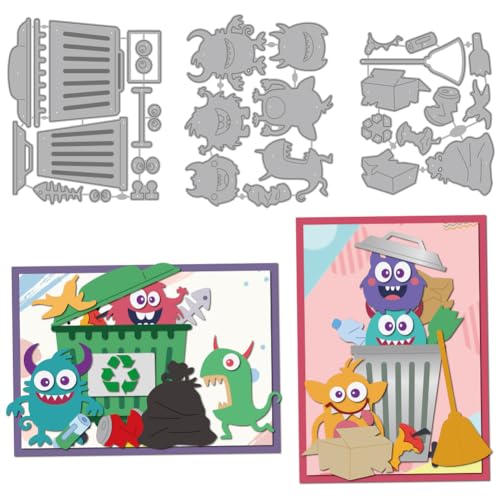 MAYJOYDIY Kleinem Monster Metall Stanzformen Mülleimer Fischgräten Besenrahmen Stanzschablone Recycelbare Schilder Präge Schneideschablone Für Kartengestaltung DIY Scrapbooking Album MAYJOYDIY Kleinem Monster Metall Stanzformen Mülleimer Fischgräten Besenrahmen Stanzschablone Recycelbare Schilder Präge Schneideschablone Für Kartengestaltung DIY Scrapbooking Album von MAYJOYDIY