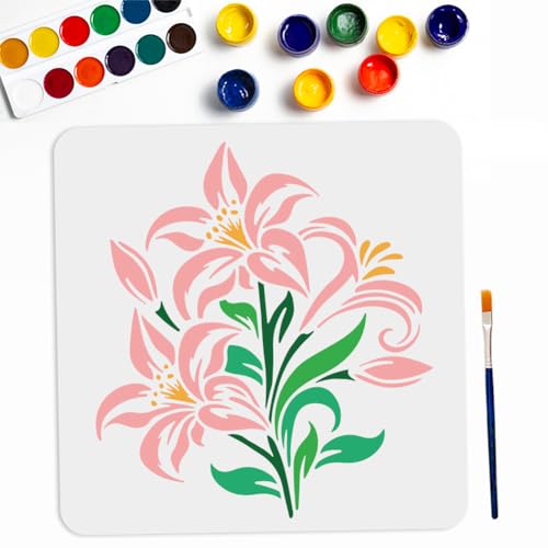 MAYJOYDIY Lilien Schablone 30 × 30cm Große Blumenschablonen Zum Malen Mit Pinsel Wiederverwendbare Frühlings Sommerblumen Vorlage Für Leinwand Wand Holz DIY Basteln Heimdekoration MAYJOYDIY Lilien Schablone 30 × 30cm Große Blumenschablonen Zum Malen Mit Pinsel Wiederverwendbare Frühlings Sommerblumen Vorlage Für Leinwand Wand Holz DIY Basteln Heimdekoration von MAYJOYDIY