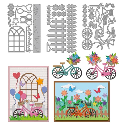 MAYJOYDIY Metall-Stanzformen für Gartenfenster, Fahrrad-Windmühle, Ballon-Stanzformen, Blumen, Schmetterling, Prägeschablone, Wolke, Karbonstahl, Schablonen für Kartenherstellung, Scrapbooking, Album MAYJOYDIY Metall-Stanzformen für Gartenfenster, Fahrrad-Windmühle, Ballon-Stanzformen, Blumen, Schmetterling, Prägeschablone, Wolke, Karbonstahl, Schablonen für Kartenherstellung, Scrapbooking, Album von MAYJOYDIY