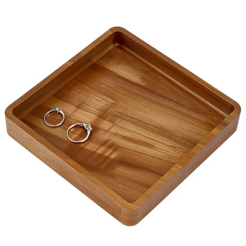 MAYJOYDIY Quadratisches Serviertablett Aus Akazienholz Quadratische Servierplatte Aus Holz Servierbrett Aus Holz Für Platten Serviergeschirr Für Die Küche Oder als Geschenk Für Dinnerpartys 15×15cm von MAYJOYDIY