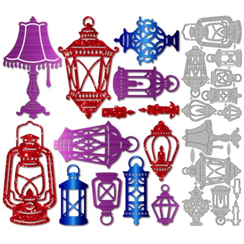 MAYJOYDIY Vintage Öllampe Metall Stanzformen Europäische Tischlampe Stanzformen Schablonen Kerze Laterne Prägeschablone Scrapbooking Werkzeug für DIY Handwerk Kartenherstellung Album Festliche von MAYJOYDIY