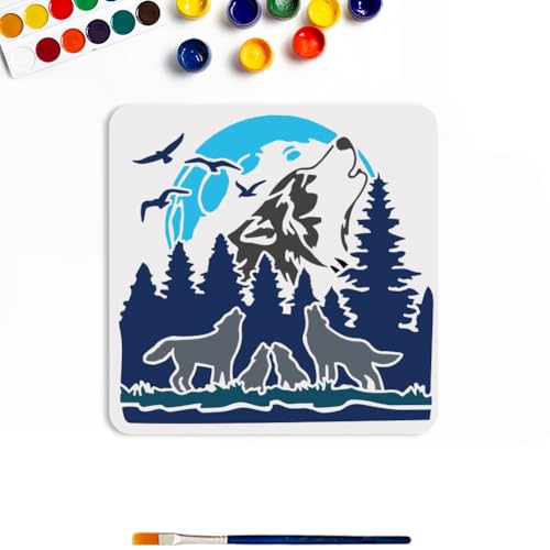 MAYJOYDIY Wald-Zeichen Schablone Wolfsrudel Malschablonen 30×30cm Wiederverwendbare Heulender Wolf Vorlage Zum Malen mit Pinsel Für Holz Wände Fenster Heimwerker Dekoration MAYJOYDIY Wald-Zeichen Schablone Wolfsrudel Malschablonen 30×30cm Wiederverwendbare Heulender Wolf Vorlage Zum Malen mit Pinsel Für Holz Wände Fenster Heimwerker Dekoration von MAYJOYDIY