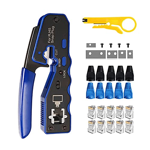 MAYLINEE Netzwerk werkzeug Set RJ12 RJ45 Cat5 Cat6,Wartung LAN Reparatur Crimpzange, Kabel tester Kit, Koax Crimper Stecker Crimpen, Punch Down (Rot) von MAYLINEE-TECH