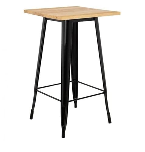 MAYMA Stehtisch, Holz, Metall, Esstisch, Eisen, industrielles Design, hoher Tisch, quadratisch, 60 x 60 x 110 cm, für 2 bis 4 Personen von MAYMA