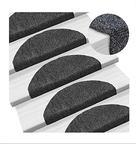 Stufenmatten Treppenteppich Anti-Rutsch Treppenstufen Matten Treppenteppich Selbstklebend Treppenstufen Matten Antirutschmatte Treppen-Teppich 15er Set (B/65X21CM/Schwarz) von MAYMA