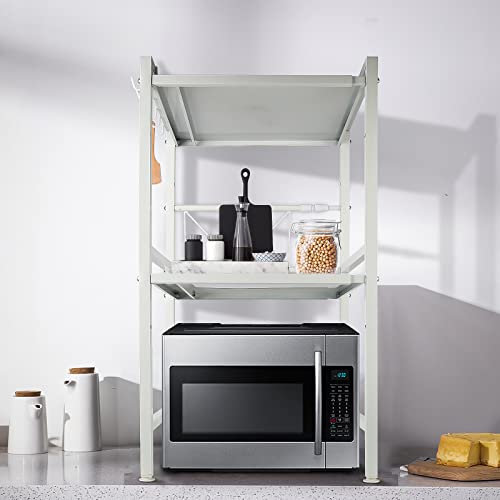 MAYMAR Mikrowellen Regal, Erweiterbares Mikrowellenständer, Gewürzregale, Mikrowellenhalter Organizer Küchenregal Stehend, Arbeitsplatte Küche. (C-40/64 * 36.5 * 78cm/weiß) von MAYMAR