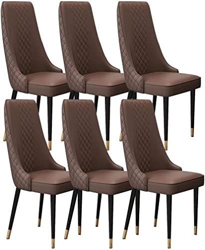 Moderne Küche Esszimmerstühle Set Esszimmerstühle 6er Set Mikrofaser Leder Wohnzimmer Lounge Theke Stühle stabile Karbonstahl Metallbeine (Farbe: Braun, Größe: Goldene Füße) von MAYMS