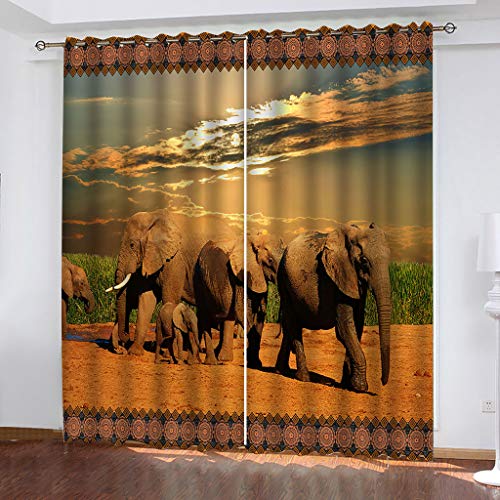 Blickdichte Vorhänge Mit Motiv 3D Afrikanischer Elefant Kinder Gardinen Ösen Gardine Thermo 280x160 cm Schlafzimmer Kinderzimmer Vorhange Dekoratives Muster, Verdunklungsvorhänge Blickdichte Vorhänge Mit Motiv 3D Afrikanischer Elefant Kinder Gardinen Ösen Gardine Thermo 280x160 cm Schlafzimmer Kinderzimmer Vorhange Dekoratives Muster, Verdunklungsvorhänge von MAYNUO