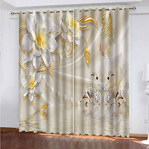 Blickdichte Vorhänge Mit Motiv 3D Relief Goldene Blüten Kinder Gardinen Ösen Gardine Thermo 280x160 cm Schlafzimmer Kinderzimmer Vorhange Dekoratives Muster, Verdunklungsvorhänge Blickdichte Vorhänge Mit Motiv 3D Relief Goldene Blüten Kinder Gardinen Ösen Gardine Thermo 280x160 cm Schlafzimmer Kinderzimmer Vorhange Dekoratives Muster, Verdunklungsvorhänge von MAYNUO