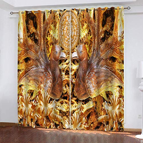 Blickdichte Vorhänge Mit Motiv 3D Relief Goldene Blüten Vögel Kinder Gardinen Ösen Gardine Thermo 280x160 cm Schlafzimmer Kinderzimmer Vorhange Dekoratives Muster, Verdunklungsvorhänge Blickdichte Vorhänge Mit Motiv 3D Relief Goldene Blüten Vögel Kinder Gardinen Ösen Gardine Thermo 280x160 cm Schlafzimmer Kinderzimmer Vorhange Dekoratives Muster, Verdunklungsvorhänge von MAYNUO