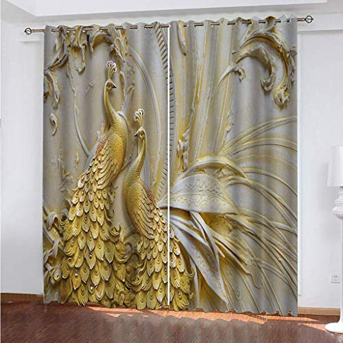 Blickdichte Vorhänge Mit Motiv 3D Relief Goldene Pfauen Kinder Gardinen Ösen Gardine Thermo 280x160 cm Schlafzimmer Kinderzimmer Vorhange Dekoratives Muster, Verdunklungsvorhänge Blickdichte Vorhänge Mit Motiv 3D Relief Goldene Pfauen Kinder Gardinen Ösen Gardine Thermo 280x160 cm Schlafzimmer Kinderzimmer Vorhange Dekoratives Muster, Verdunklungsvorhänge von MAYNUO