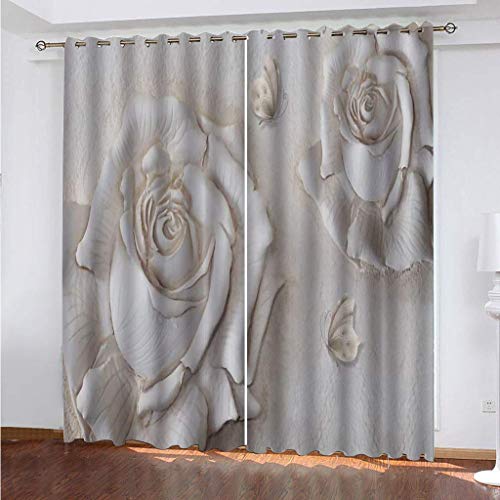 Blickdichte Vorhänge Mit Motiv 3D Relief Rosenblüten Kinder Gardinen Ösen Gardine Thermo 280x160 cm Schlafzimmer Kinderzimmer Vorhange Dekoratives Muster, Verdunklungsvorhänge Blickdichte Vorhänge Mit Motiv 3D Relief Rosenblüten Kinder Gardinen Ösen Gardine Thermo 280x160 cm Schlafzimmer Kinderzimmer Vorhange Dekoratives Muster, Verdunklungsvorhänge von MAYNUO