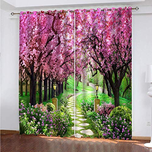 Blickdichte Vorhänge Mit Motiv 3D Rosa Baumlandschaft Kinder Gardinen Ösen Gardine Thermo 280x160 cm Schlafzimmer Kinderzimmer Vorhange Dekoratives Muster, Verdunklungsvorhänge Blickdichte Vorhänge Mit Motiv 3D Rosa Baumlandschaft Kinder Gardinen Ösen Gardine Thermo 280x160 cm Schlafzimmer Kinderzimmer Vorhange Dekoratives Muster, Verdunklungsvorhänge von MAYNUO