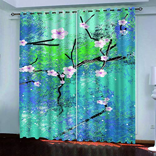 Blickdichte Vorhänge Mit Motiv 3D Rosa Blumen Blaue Kunst Kinder Gardinen Ösen Gardine Thermo 280x160 cm Schlafzimmer Kinderzimmer Vorhange Dekoratives Muster, Verdunklungsvorhänge Blickdichte Vorhänge Mit Motiv 3D Rosa Blumen Blaue Kunst Kinder Gardinen Ösen Gardine Thermo 280x160 cm Schlafzimmer Kinderzimmer Vorhange Dekoratives Muster, Verdunklungsvorhänge von MAYNUO