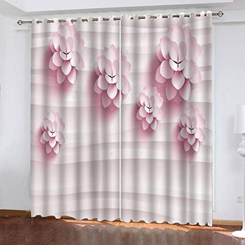 Blickdichte Vorhänge Mit Motiv 3D Rosa Blumen Muster Kinder Gardinen Ösen Gardine Thermo 280x160 cm Schlafzimmer Kinderzimmer Vorhange Dekoratives Muster, Verdunklungsvorhänge Blickdichte Vorhänge Mit Motiv 3D Rosa Blumen Muster Kinder Gardinen Ösen Gardine Thermo 280x160 cm Schlafzimmer Kinderzimmer Vorhange Dekoratives Muster, Verdunklungsvorhänge von MAYNUO