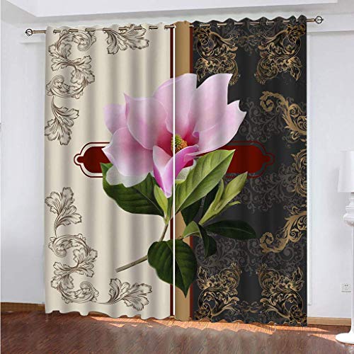 Blickdichte Vorhänge Mit Motiv 3D Rosa Blumen Pflanze Kinder Gardinen Ösen Gardine Thermo 280x160 cm Schlafzimmer Kinderzimmer Vorhange Dekoratives Muster, Verdunklungsvorhänge Blickdichte Vorhänge Mit Motiv 3D Rosa Blumen Pflanze Kinder Gardinen Ösen Gardine Thermo 280x160 cm Schlafzimmer Kinderzimmer Vorhange Dekoratives Muster, Verdunklungsvorhänge von MAYNUO