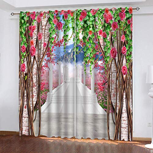 Blickdichte Vorhänge Mit Motiv 3D Rosa Blumenranke Raumausdehnung Kinder Gardinen Ösen Gardine Thermo 280x160 cm Schlafzimmer Kinderzimmer Vorhange Dekoratives Muster, Verdunklungsvorhänge Blickdichte Vorhänge Mit Motiv 3D Rosa Blumenranke Raumausdehnung Kinder Gardinen Ösen Gardine Thermo 280x160 cm Schlafzimmer Kinderzimmer Vorhange Dekoratives Muster, Verdunklungsvorhänge von MAYNUO