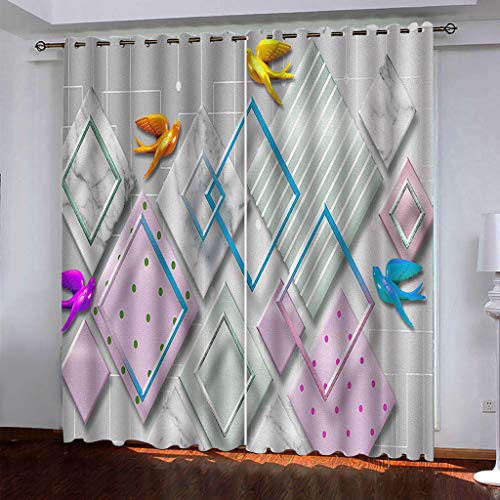 Blickdichte Vorhänge Mit Motiv 3D Rosa Geometrische Vögel Kinder Gardinen Ösen Gardine Thermo 280x160 cm Schlafzimmer Kinderzimmer Vorhange Dekoratives Muster, Verdunklungsvorhänge Blickdichte Vorhänge Mit Motiv 3D Rosa Geometrische Vögel Kinder Gardinen Ösen Gardine Thermo 280x160 cm Schlafzimmer Kinderzimmer Vorhange Dekoratives Muster, Verdunklungsvorhänge von MAYNUO