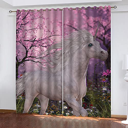 Blickdichte Vorhänge Mit Motiv 3D Rosa Kirschblüten-Tier Pferd Kinder Gardinen Ösen Gardine Thermo 280x160 cm Schlafzimmer Kinderzimmer Vorhange Dekoratives Muster, Verdunklungsvorhänge Blickdichte Vorhänge Mit Motiv 3D Rosa Kirschblüten-Tier Pferd Kinder Gardinen Ösen Gardine Thermo 280x160 cm Schlafzimmer Kinderzimmer Vorhange Dekoratives Muster, Verdunklungsvorhänge von MAYNUO