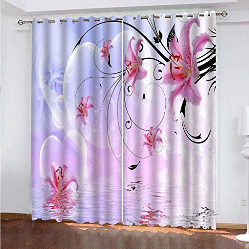 Blickdichte Vorhänge Mit Motiv 3D Rosa Lilienblüten Kinder Gardinen Ösen Gardine Thermo 280x160 cm Schlafzimmer Kinderzimmer Vorhange Dekoratives Muster, Verdunklungsvorhänge Blickdichte Vorhänge Mit Motiv 3D Rosa Lilienblüten Kinder Gardinen Ösen Gardine Thermo 280x160 cm Schlafzimmer Kinderzimmer Vorhange Dekoratives Muster, Verdunklungsvorhänge von MAYNUO