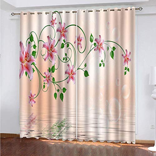 Blickdichte Vorhänge Mit Motiv 3D Rosa Lilienblüten Kinder Gardinen Ösen Gardine Thermo 280x160 cm Schlafzimmer Kinderzimmer Vorhange Dekoratives Muster, Verdunklungsvorhänge Blickdichte Vorhänge Mit Motiv 3D Rosa Lilienblüten Kinder Gardinen Ösen Gardine Thermo 280x160 cm Schlafzimmer Kinderzimmer Vorhange Dekoratives Muster, Verdunklungsvorhänge von MAYNUO