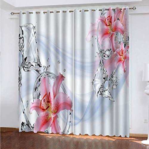 Blickdichte Vorhänge Mit Motiv 3D Rosa Lilienblüten Kinder Gardinen Ösen Gardine Thermo 280x160 cm Schlafzimmer Kinderzimmer Vorhange Dekoratives Muster, Verdunklungsvorhänge Blickdichte Vorhänge Mit Motiv 3D Rosa Lilienblüten Kinder Gardinen Ösen Gardine Thermo 280x160 cm Schlafzimmer Kinderzimmer Vorhange Dekoratives Muster, Verdunklungsvorhänge von MAYNUO