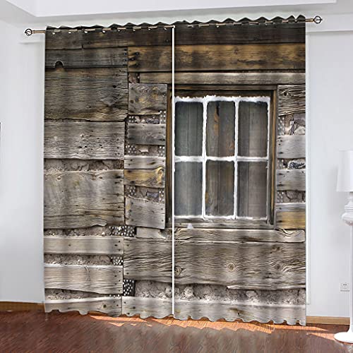 Blickdichte Vorhänge Mit Motiv 3D Vintage Holzfenster Kinder Gardinen Ösen Gardine Thermo 280x160 cm Schlafzimmer Kinderzimmer Vorhange Dekoratives Muster, Verdunklungsvorhänge Blickdichte Vorhänge Mit Motiv 3D Vintage Holzfenster Kinder Gardinen Ösen Gardine Thermo 280x160 cm Schlafzimmer Kinderzimmer Vorhange Dekoratives Muster, Verdunklungsvorhänge von MAYNUO