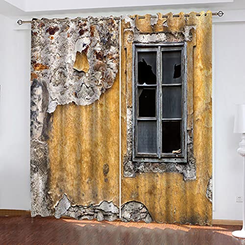 MAYNUO Lichtundurchlässige Vorhänge Mit Ösen Für Schlafzimmer Kinderzimmer Geräuschreduzierung 2Er Set 3D Gelbe Zerfallene Wand Blickdichte Gardinen 250x200 cm Verdunkelungsvorhang, Thermovorhang MAYNUO Lichtundurchlässige Vorhänge Mit Ösen Für Schlafzimmer Kinderzimmer Geräuschreduzierung 2Er Set 3D Gelbe Zerfallene Wand Blickdichte Gardinen 250x200 cm Verdunkelungsvorhang, Thermovorhang von MAYNUO