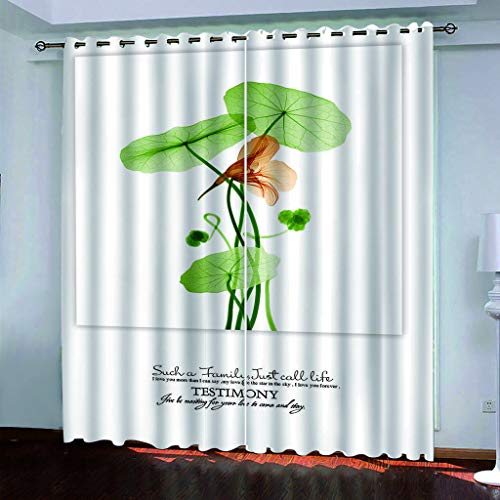 MAYNUO Thermovorhang Fensterdekoration 3D Blumen-Grüne Pflanzen Gardinen Druck Verdunkelung Vorhänge Für Kinderzimmer Wohnzimmer Fenster Thermovorhang 264x214Cm 2 Stück Ösenvorhang Blickdicht von MAYNUO