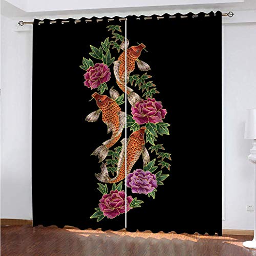 MAYNUO Thermovorhang Fensterdekoration 3D Blumen-Karpfen-Kunst Gardinen Druck Verdunkelung Vorhänge Für Kinderzimmer Wohnzimmer Fenster Thermovorhang 264x214Cm 2 Stück Ösenvorhang Blickdicht MAYNUO Thermovorhang Fensterdekoration 3D Blumen-Karpfen-Kunst Gardinen Druck Verdunkelung Vorhänge Für Kinderzimmer Wohnzimmer Fenster Thermovorhang 264x214Cm 2 Stück Ösenvorhang Blickdicht von MAYNUO