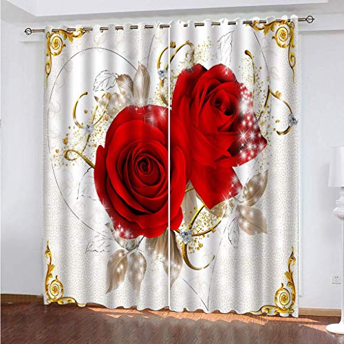 MAYNUO Thermovorhang Fensterdekoration 3D Rote Rosenblumen Gardinen Druck Verdunkelung Vorhänge Für Kinderzimmer Wohnzimmer Fenster Thermovorhang 264x214Cm 2 Stück Ösenvorhang Blickdicht MAYNUO Thermovorhang Fensterdekoration 3D Rote Rosenblumen Gardinen Druck Verdunkelung Vorhänge Für Kinderzimmer Wohnzimmer Fenster Thermovorhang 264x214Cm 2 Stück Ösenvorhang Blickdicht von MAYNUO