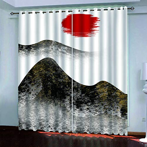 Thermovorhang Fensterdekoration 3D Roter Sonnenaufgang-Tuschelandschaft Gardinen Druck Verdunkelung Vorhänge Für Kinderzimmer Wohnzimmer Fenster Thermovorhang 264x214Cm 2 Stück Ösenvorhang Blickdich Thermovorhang Fensterdekoration 3D Roter Sonnenaufgang-Tuschelandschaft Gardinen Druck Verdunkelung Vorhänge Für Kinderzimmer Wohnzimmer Fenster Thermovorhang 264x214Cm 2 Stück Ösenvorhang Blickdich von MAYNUO