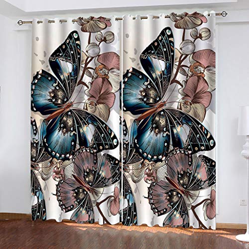 Vorhänge Schlafzimmer 3D Blumen-Schmetterlingsmuster Verdunkelung 200x200 cm Gardinen Blickdichte Ösen Thermo Vorhang, Mit Muster Für Fenster Wohnzimmer Vorhänge Schlafzimmer 3D Blumen-Schmetterlingsmuster Verdunkelung 200x200 cm Gardinen Blickdichte Ösen Thermo Vorhang, Mit Muster Für Fenster Wohnzimmer von MAYNUO
